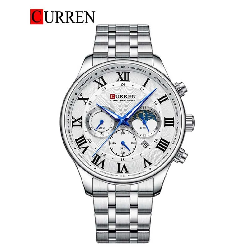 CURREN Original Brand Stainless Steel Band Wrist Watch For Men With Brand (Box & Bag)-8427