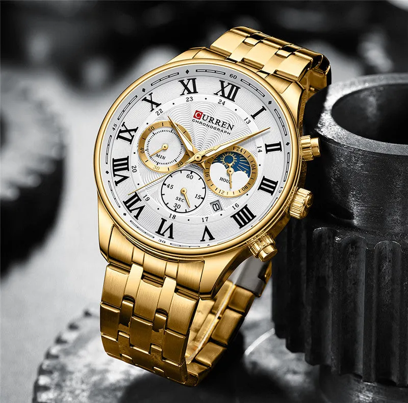 CURREN Original Brand Stainless Steel Band Wrist Watch For Men With Brand (Box & Bag)-8427
