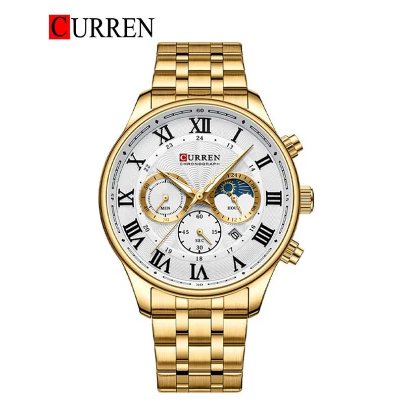 CURREN Original Brand Stainless Steel Band Wrist Watch For Men With Brand (Box & Bag)-8427