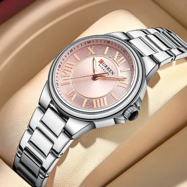 CURREN Original Brand Stainless Steel Band Wrist Watch For Women Wth Brand (Box & Bag)-9091
