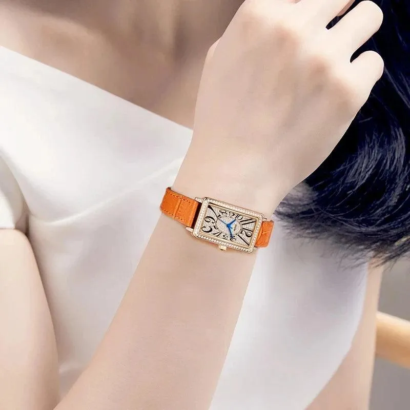Dom CZ Diamond Rectangular Quartz Women's Watches