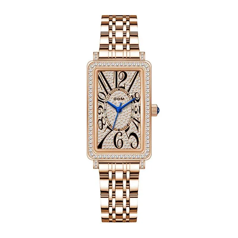 Dom CZ Diamond Rectangular Quartz Women's Watches