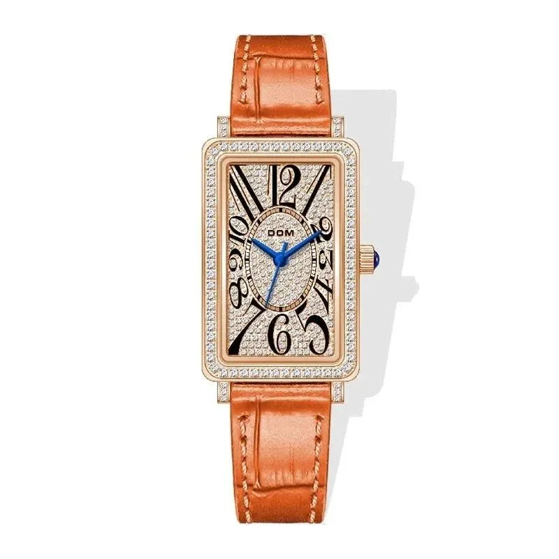 Dom CZ Diamond Rectangular Quartz Women's Watches