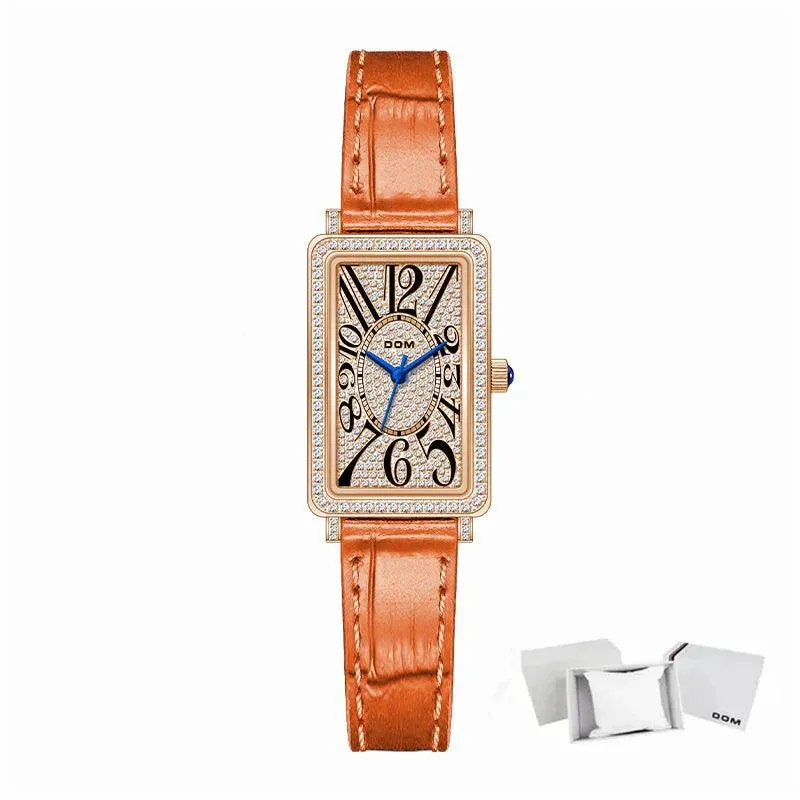 Dom CZ Diamond Rectangular Quartz Women's Watches