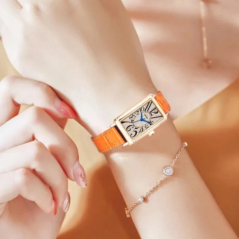Dom CZ Diamond Rectangular Quartz Women's Watches