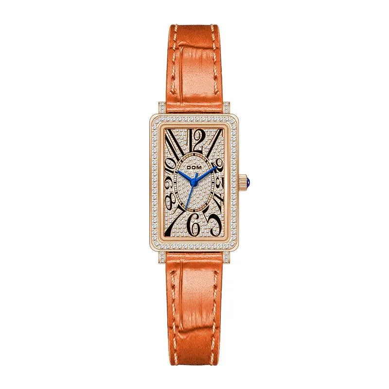 Dom CZ Diamond Rectangular Quartz Women's Watches