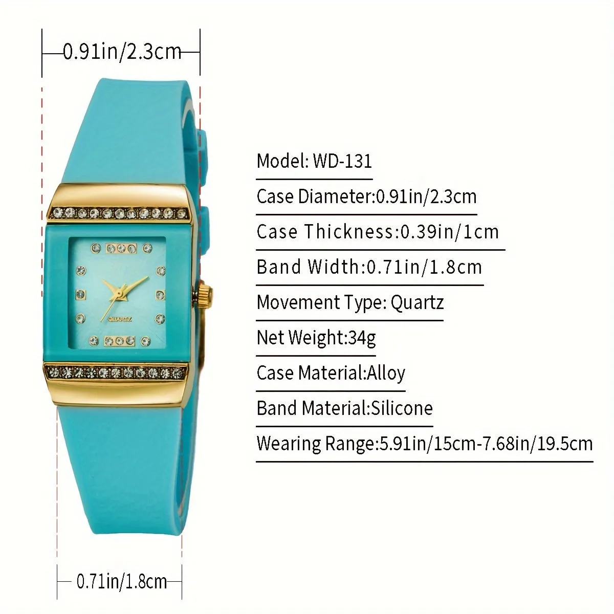 Elegant Womens Luxury Rhinestone Square Quartz