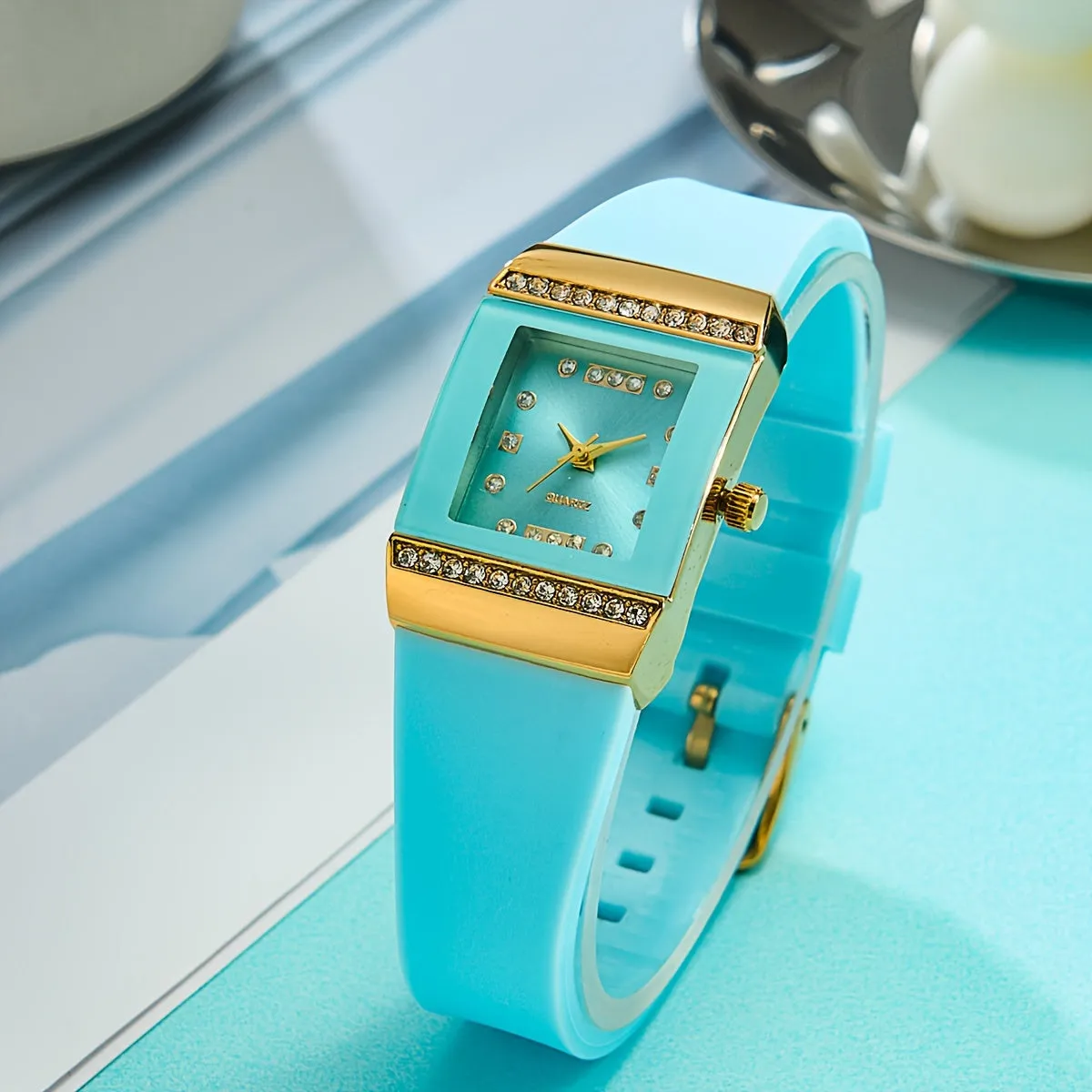 Elegant Womens Luxury Rhinestone Square Quartz