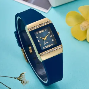 Elegant Womens Luxury Rhinestone Square Quartz