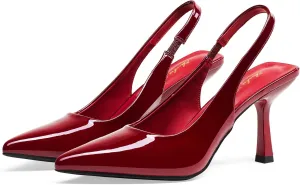 Elisabet Tang 3.14 in Trendy Slingback Stiletto Pumps for Women - Sexy Slip on Pointed Closed Toe mid High Heels Daily Party Office