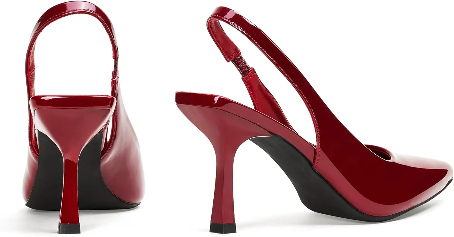 Elisabet Tang 3.14 in Trendy Slingback Stiletto Pumps for Women - Sexy Slip on Pointed Closed Toe mid High Heels Daily Party Office