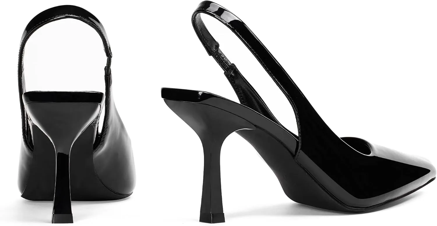 Elisabet Tang 3.14 in Trendy Slingback Stiletto Pumps for Women - Sexy Slip on Pointed Closed Toe mid High Heels Daily Party Office