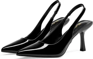 Elisabet Tang 3.14 in Trendy Slingback Stiletto Pumps for Women - Sexy Slip on Pointed Closed Toe mid High Heels Daily Party Office