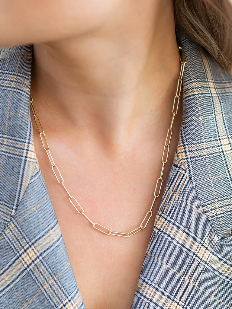 Farrah B Eden Paperclip Chain Necklace in Gold