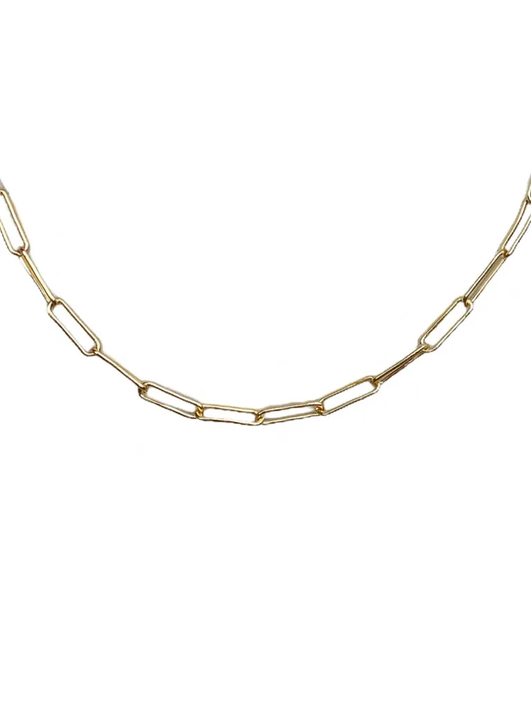 Farrah B Eden Paperclip Chain Necklace in Gold