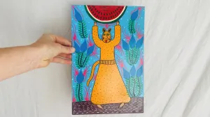 Folk Art Painting by the Lorenzo Family. Mexico. Jaguar and Watermelon.