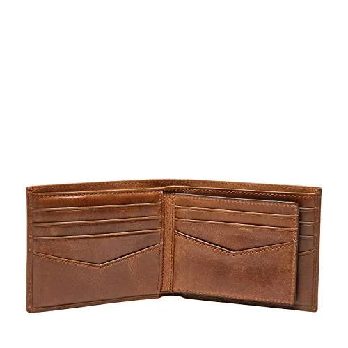 Fossil Men's Ryan Leather RFID-Blocking Bifold Passcase with Removable Card Case Wallet, Brown, (Model: ML3829201)
