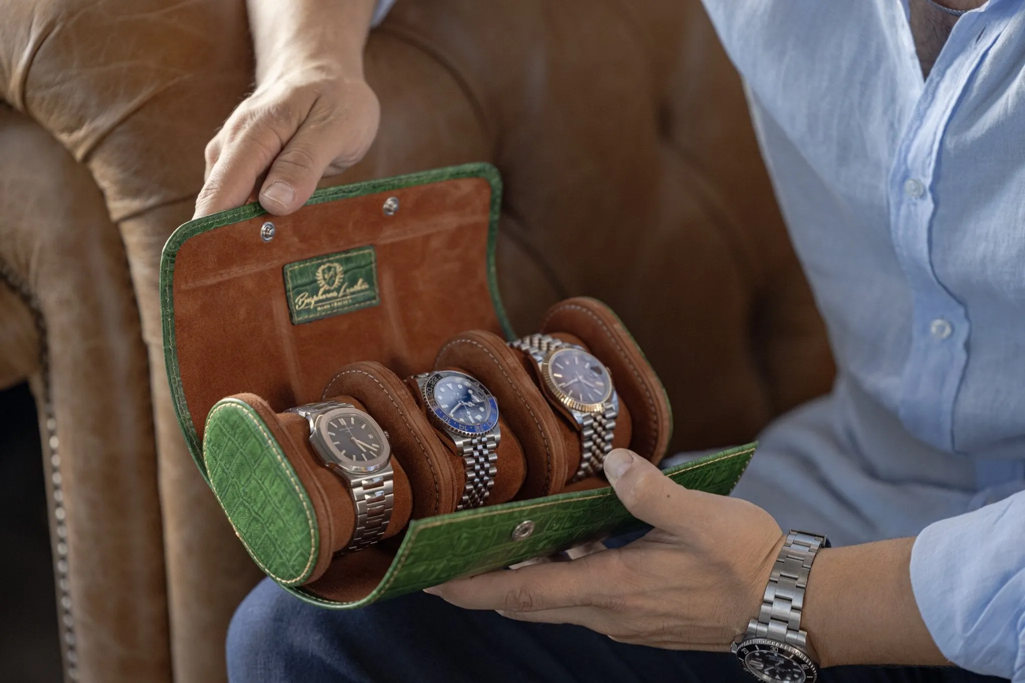 Galata Watch Roll - CP Green For 3 Watches