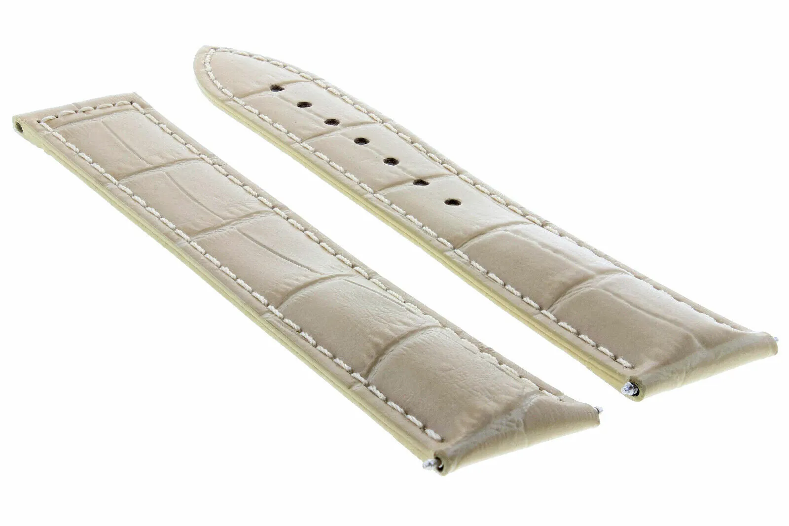 GENUINE LEATHER STRAP BAND CLASP FOR 20MM OMEGA SEAMASTER PLANET OCEAN BEIGE