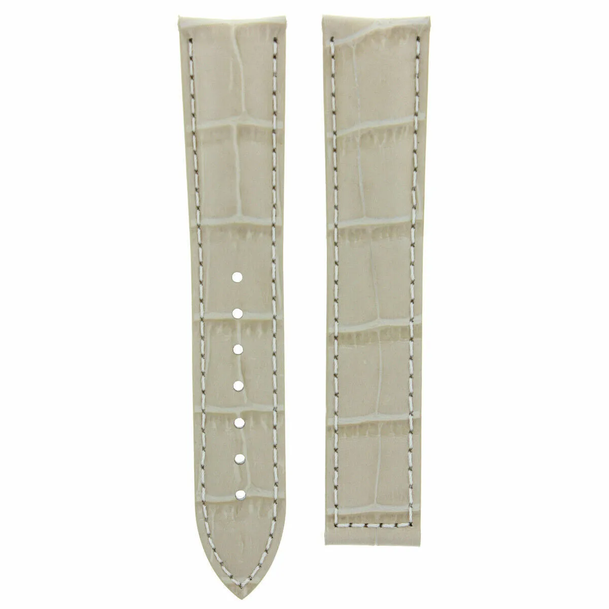 GENUINE LEATHER STRAP BAND CLASP FOR 20MM OMEGA SEAMASTER PLANET OCEAN BEIGE