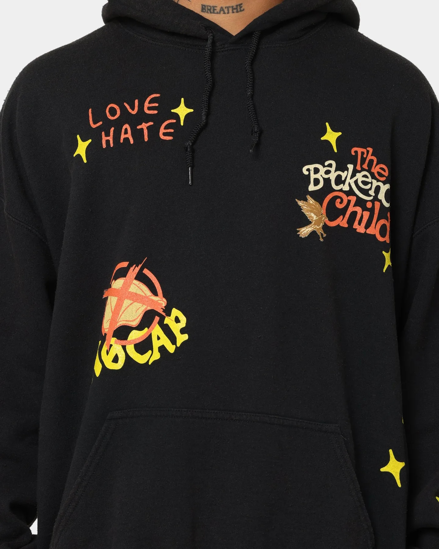 Goat Crew All Over No Cap Vintage Hoodie Black Wash