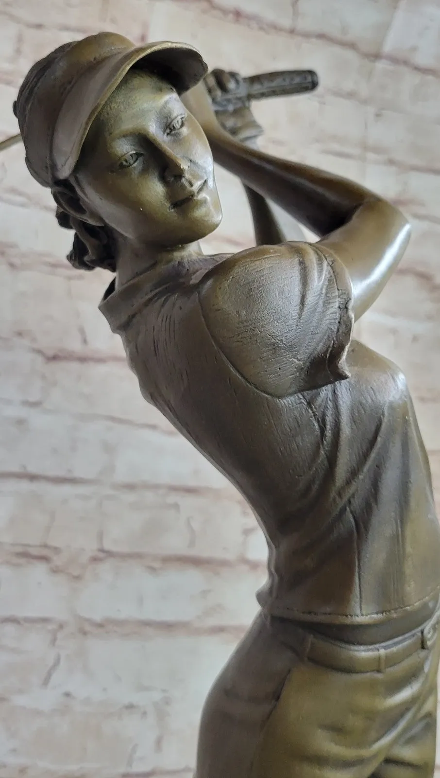Handcrafted Detailed Bronze Masterpiece Woman Lady Girl Golfer Bronze Figurine