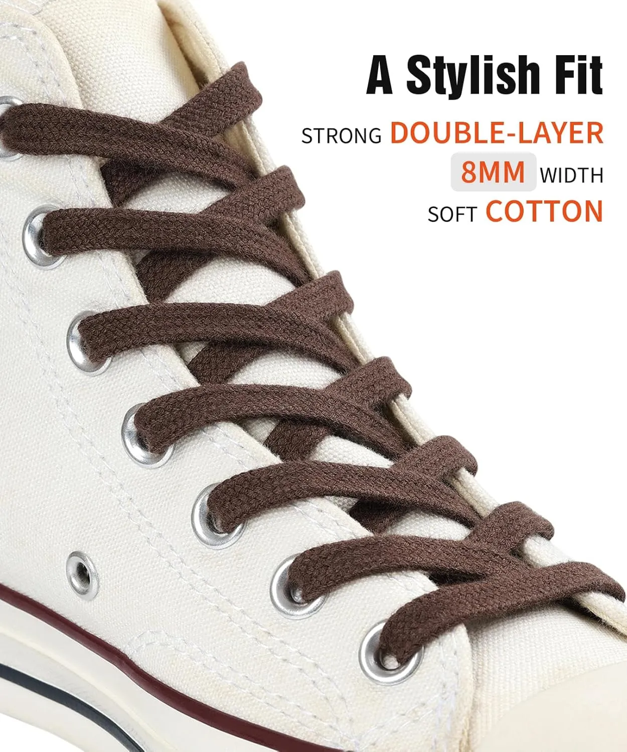 Handshop 2 Pairs Flat Athletic Shoelaces 5/16" in 40"-63" Wide Sneaker Replacement Shoe Laces