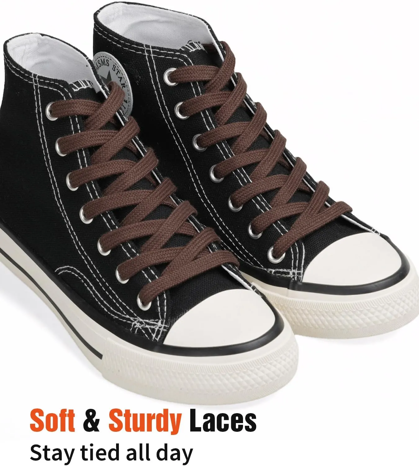 Handshop 2 Pairs Flat Athletic Shoelaces 5/16" in 40"-63" Wide Sneaker Replacement Shoe Laces