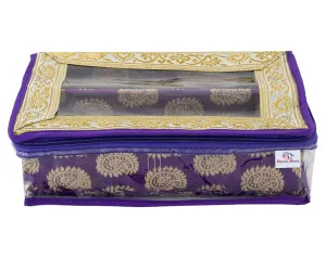 Heart Home Multipurpose Carry Design Laminated 2 Rod Bangle Box/Organizer/Case With Tranasparent Top (Purple)-47HH053