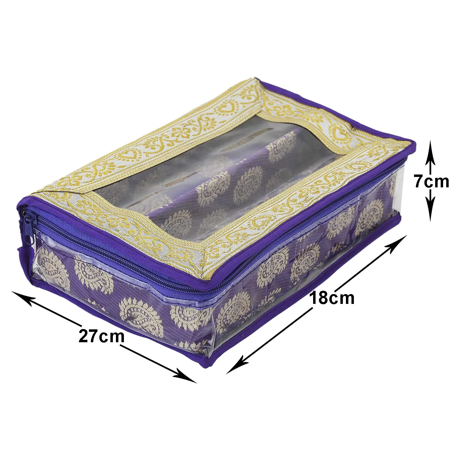 Heart Home Multipurpose Carry Design Laminated 2 Rod Bangle Box/Organizer/Case With Tranasparent Top (Purple)-47HH053