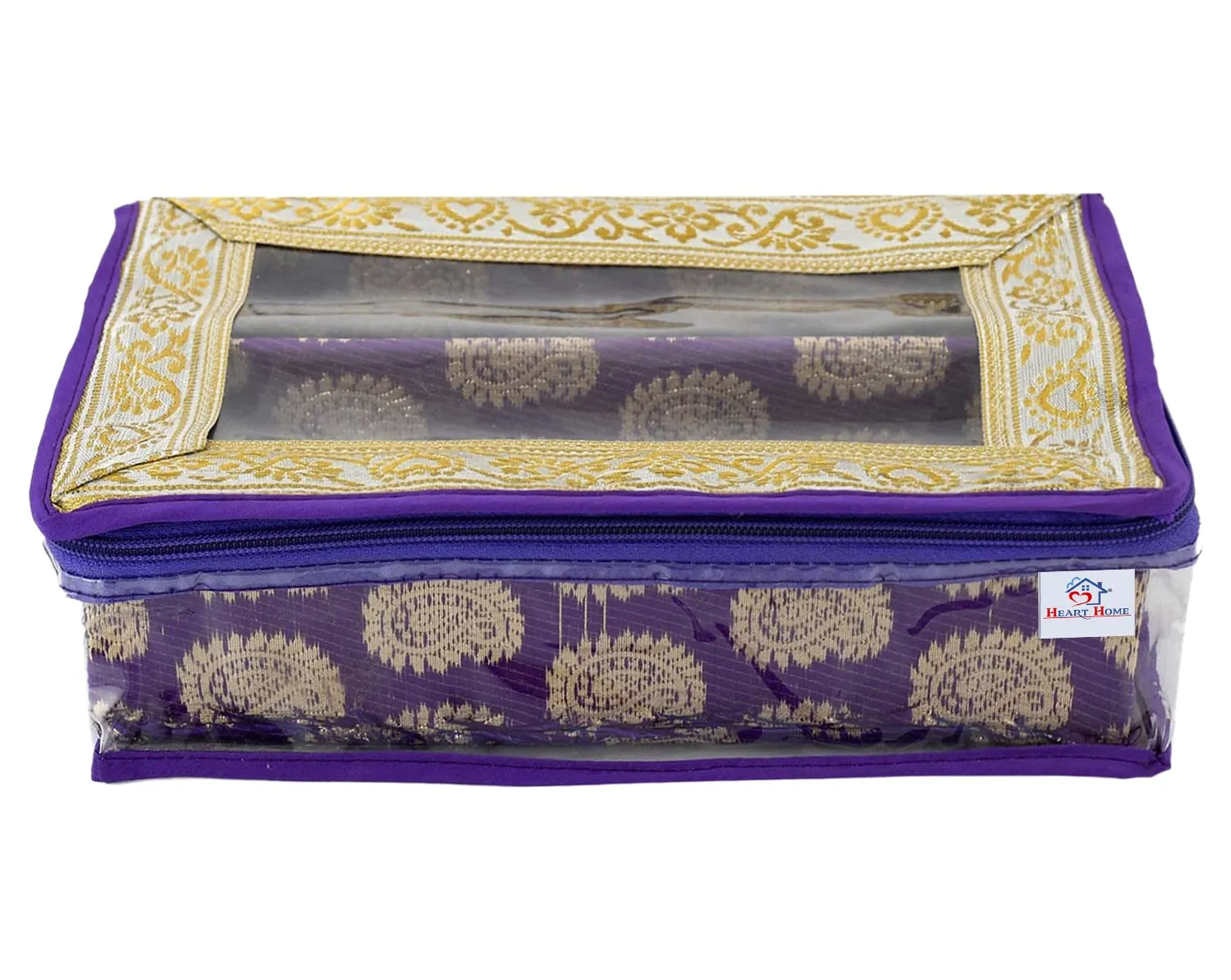 Heart Home Multipurpose Carry Design Laminated 2 Rod Bangle Box/Organizer/Case With Tranasparent Top (Purple)-47HH053