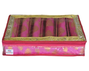 Heart Home Multipurpose Feather Design Laminated 6 Rod Bangle Box/Organizer/Case With Tranasparent Top (Pink)-47HH0237