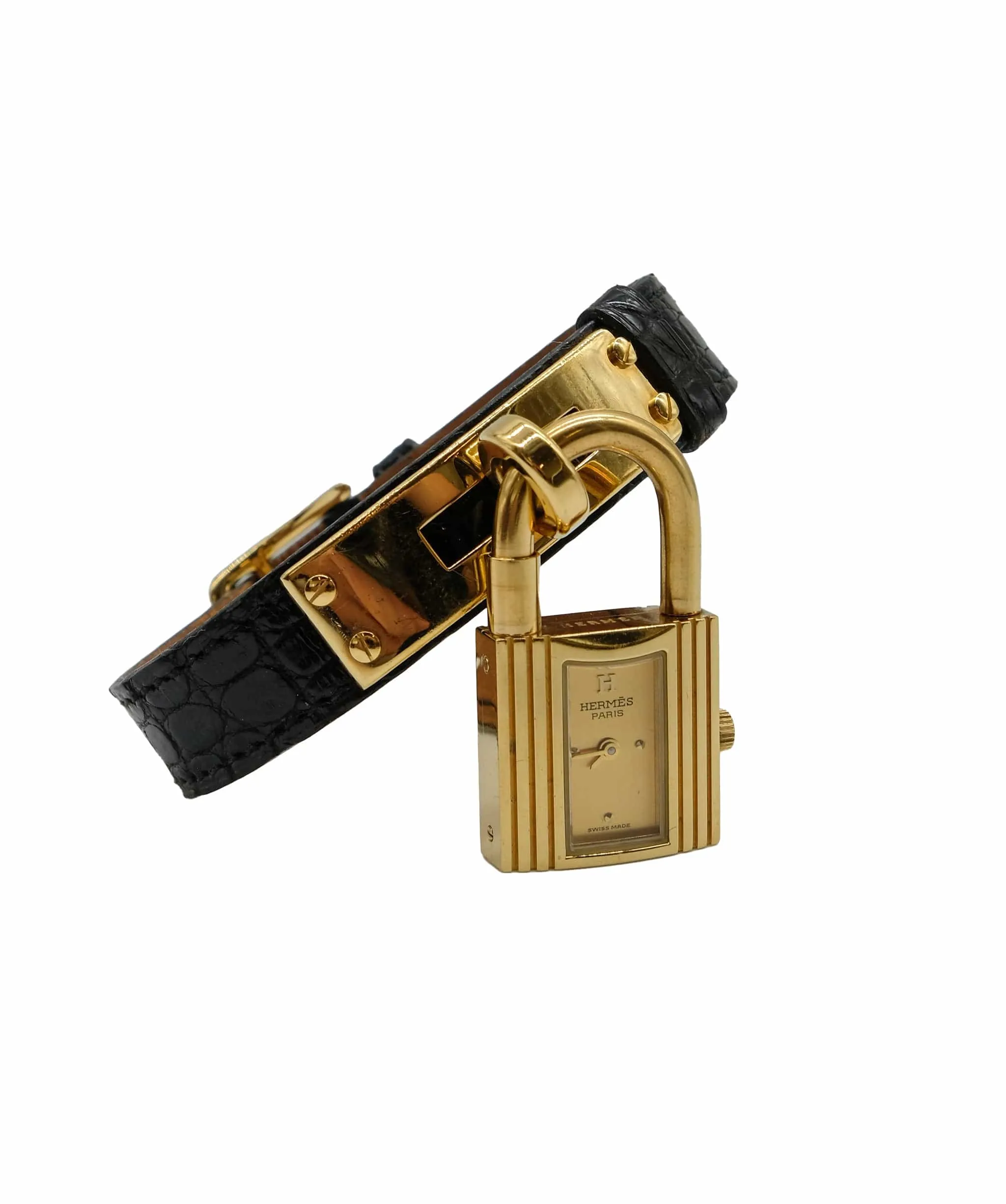 HERMES KELLY WATCH BLACK Crocodile DXBS0125