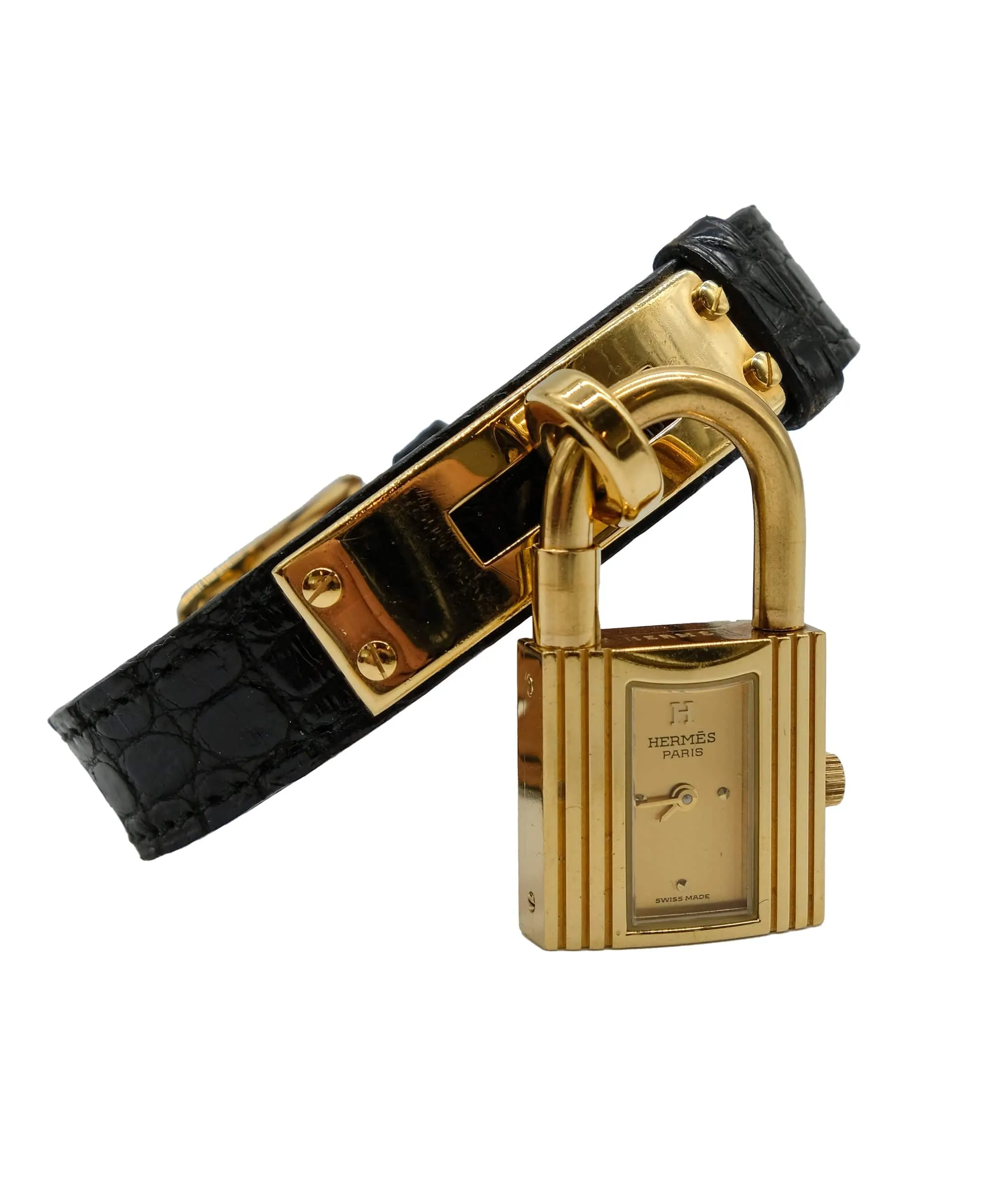 HERMES KELLY WATCH BLACK Crocodile DXBS0125