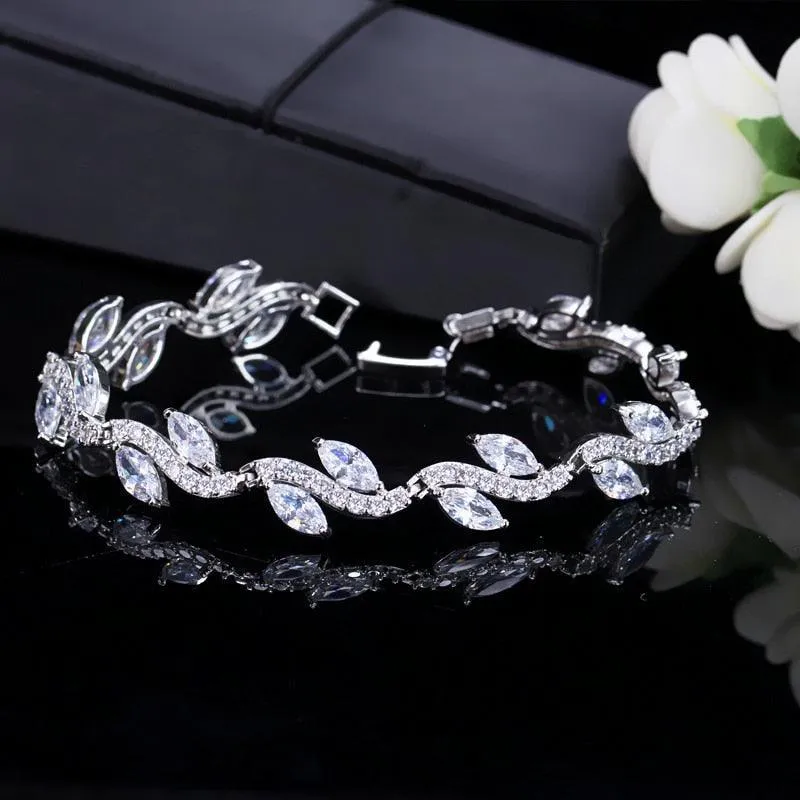 High-Quality Women White Gold Color Cubic Zirconia Bridal Wedding Jewelry