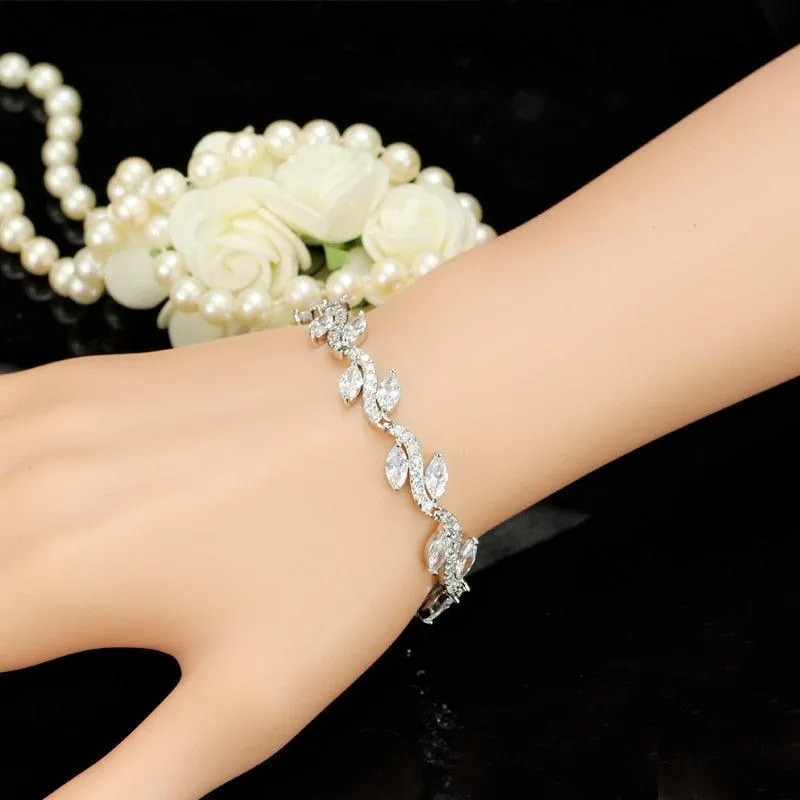 High-Quality Women White Gold Color Cubic Zirconia Bridal Wedding Jewelry