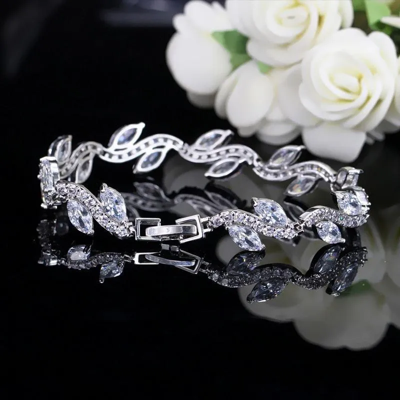 High-Quality Women White Gold Color Cubic Zirconia Bridal Wedding Jewelry