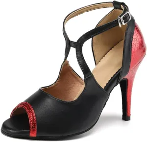 HIPPOSEUS Women Peep Toe Ballroom Dance Shoes Stiletto Latin Salsa Social Wedding Performance Dance Sandals,Model QJW