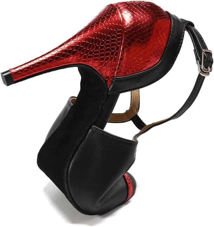 HIPPOSEUS Women Peep Toe Ballroom Dance Shoes Stiletto Latin Salsa Social Wedding Performance Dance Sandals,Model QJW