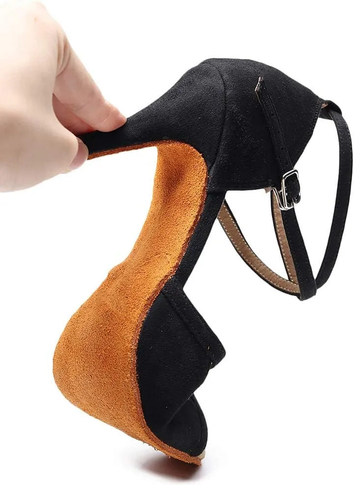 HIPPOSEUS Women's Latin Dance Shoes Ankle Strap Ballroom Wedding Party Dance Performance Sandals,Model QJW