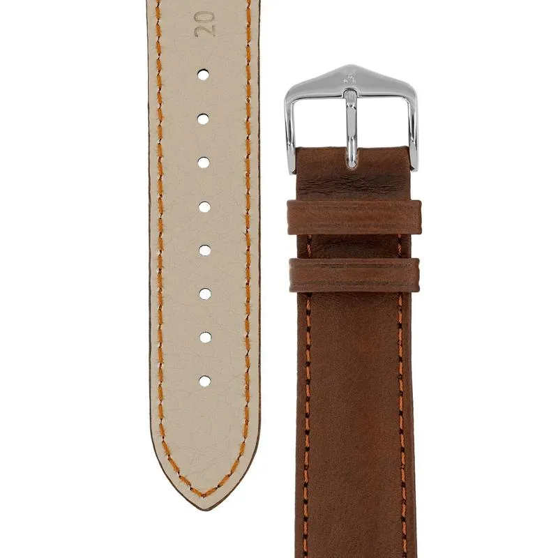 Hirsch MERINO Nappa Leather Watch Strap in GOLD BROWN