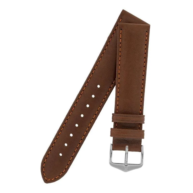 Hirsch MERINO Nappa Leather Watch Strap in GOLD BROWN