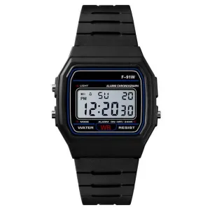 HONHX F-91W Multifunctional LED Sports Watch with Silicone Strap and Digital Display