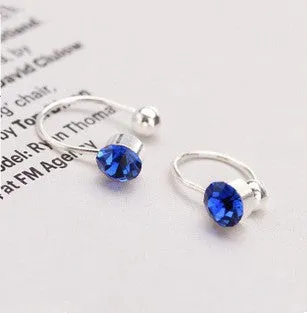 Hot Sale 16 Colors Clip On Earrings For Women 4mm Crystal Ear Cuff Jewelry Fake Piercing Zinc Alloy Ear Clips Oringe Girl Gift