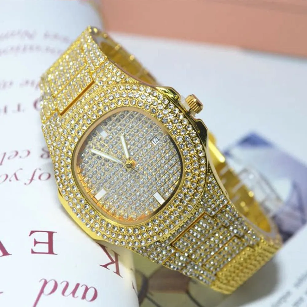 Iced Out Diamond Watch Quartz Gold HIP HOP Watches