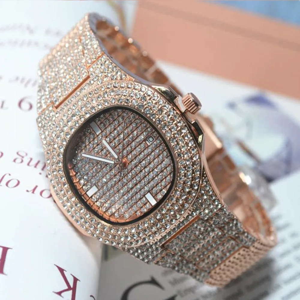 Iced Out Diamond Watch Quartz Gold HIP HOP Watches