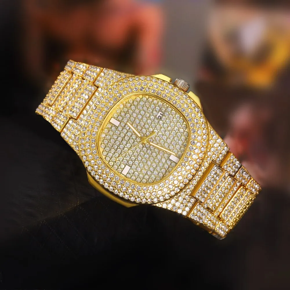 Iced Out Diamond Watch Quartz Gold HIP HOP Watches
