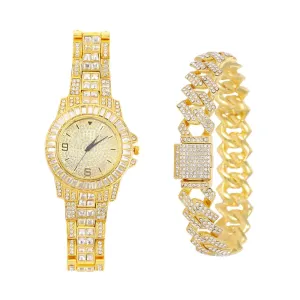 Iced Out Micro Pave Cubic Zirconia Finish Watches and bracelet