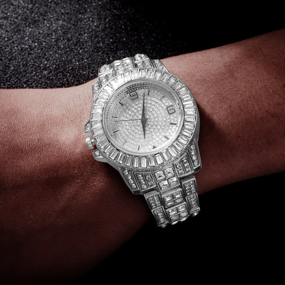 Iced Out Micro Pave Cubic Zirconia Finish Watches and bracelet