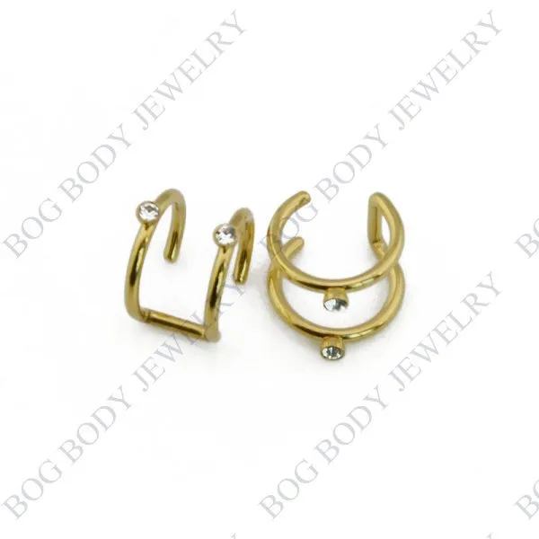 Illusion Captive Bead Rings, Fake Cartilage Clip-On Ring ,Helix Earrings, Non Pierced Clip On Closure Ring Sold as pair